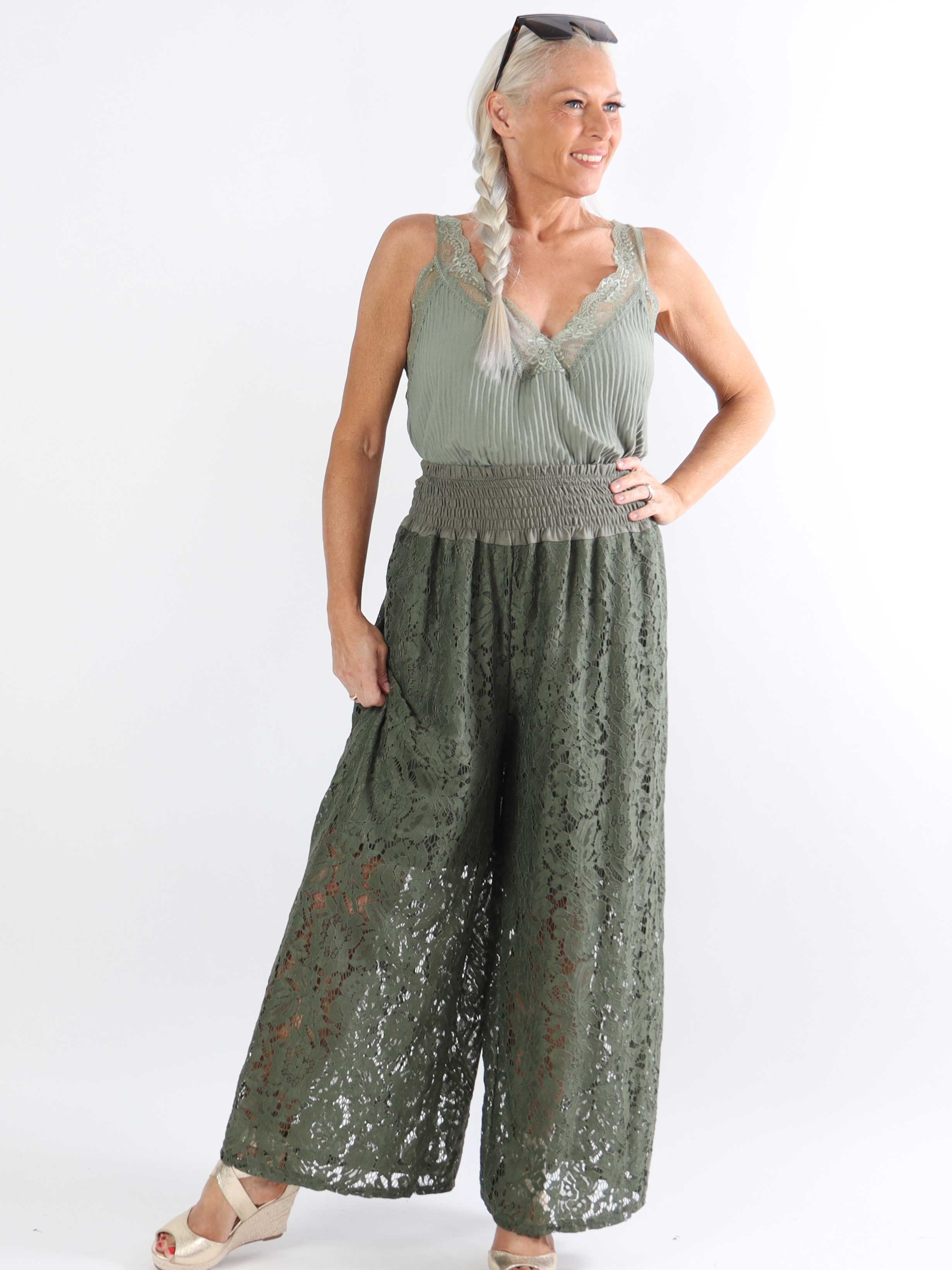 Valencia - Søde elastiske plus size blondebukser